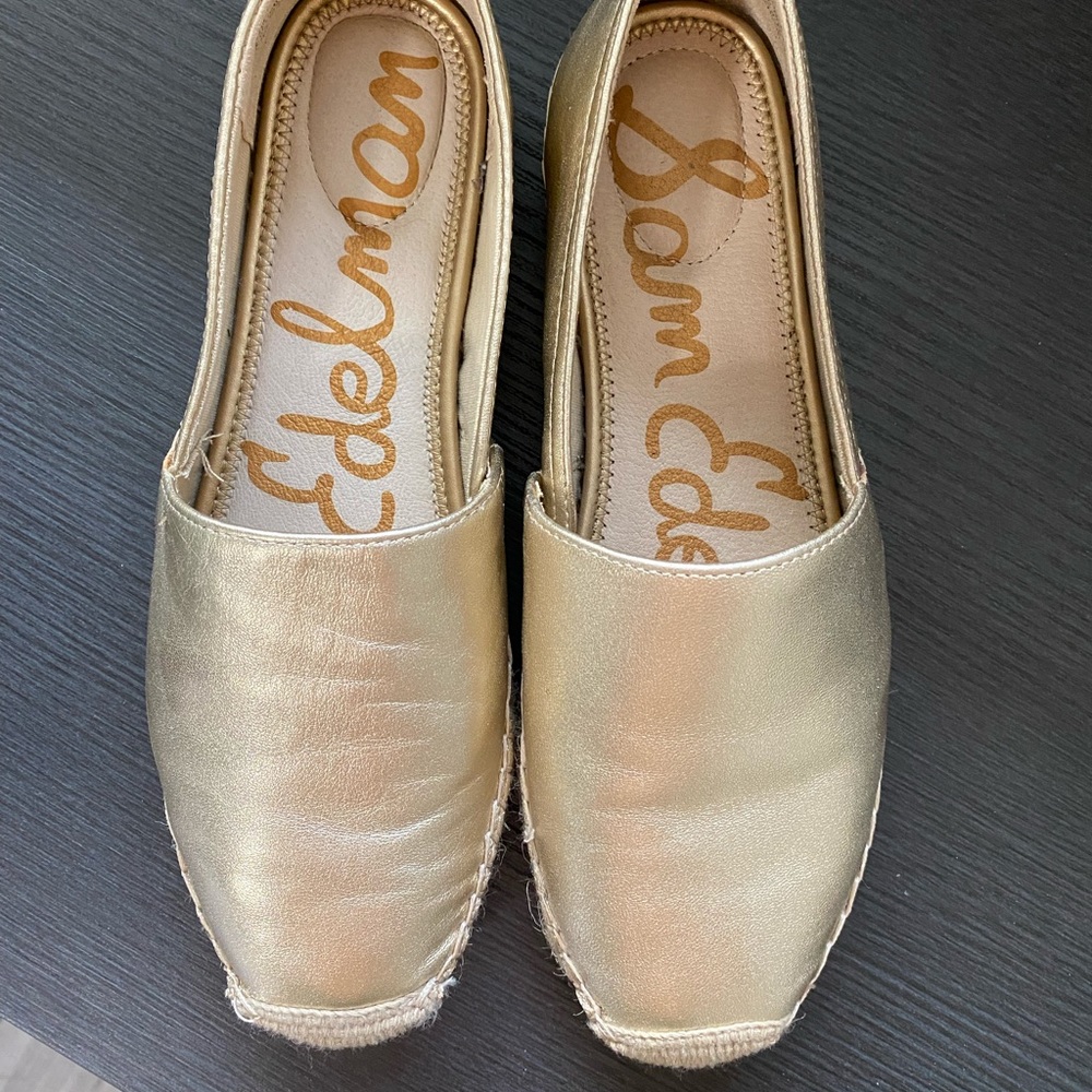 Sam Edelman Khloe Gold Espadrille Flat Gem Sam Edelman Khloe Gold Espadrille Flat Gem